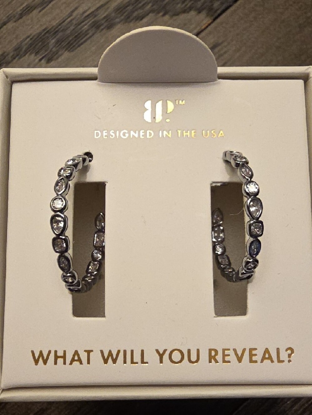BP Lumina Hematite Crystal Hoop Earrings